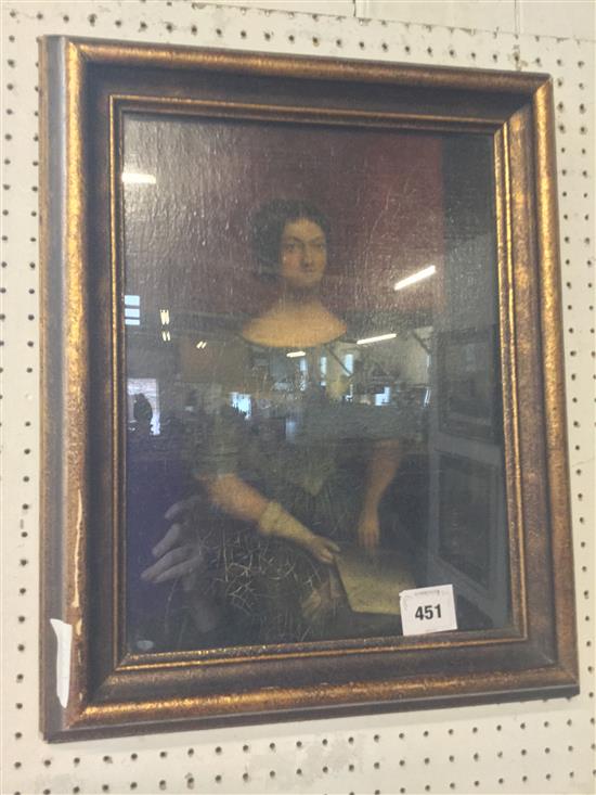 Framed 19th century portrait of a seated female(-)